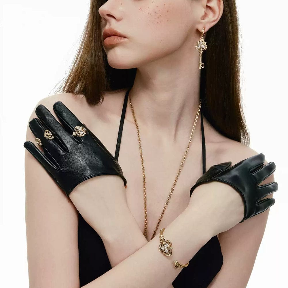 Kobine Women's Grunge Diamante Key Open Design Bracelet