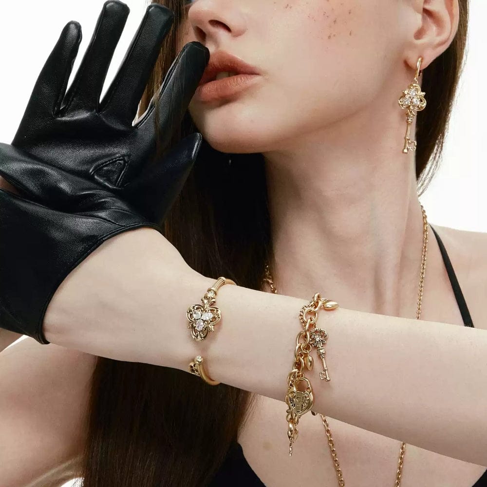 Kobine Women's Grunge Diamante Key Open Design Bracelet