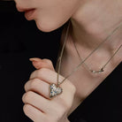 Kobine Women's Grunge Double-layered Diamante Heart Necklace