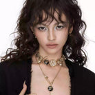 Kobine Women's Grunge Embossed Medallions Pearl Choker