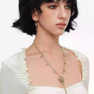 Kobine Women's Grunge Floral Butterfly Key Necklace