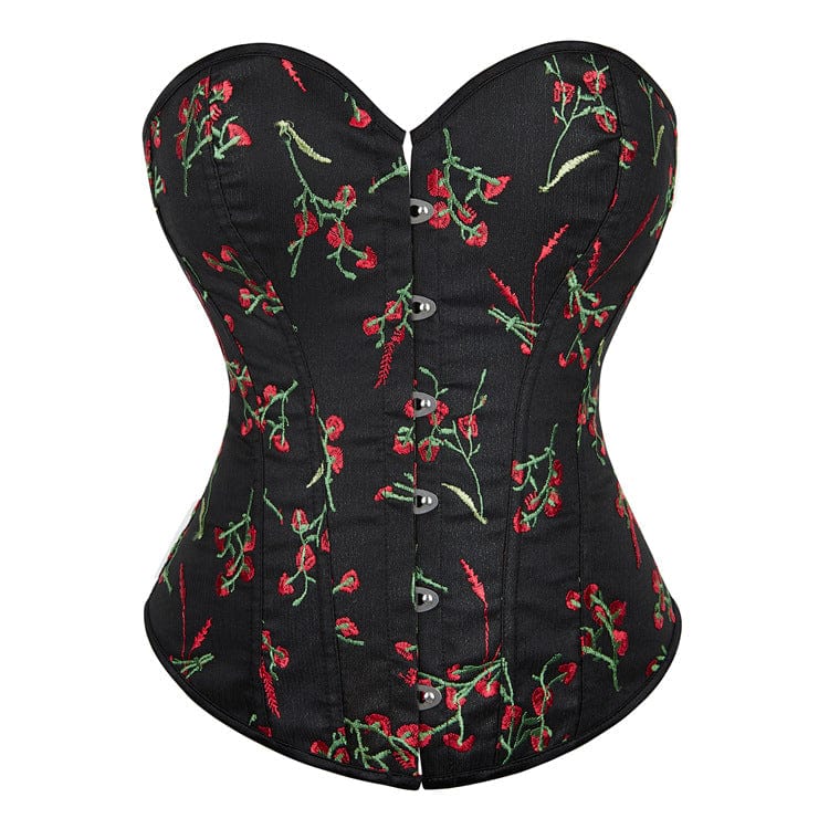 Kobine Women's Grunge Floral Embroidered Overbust Corset