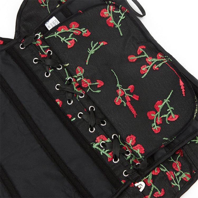 Kobine Women's Grunge Floral Embroidered Overbust Corset