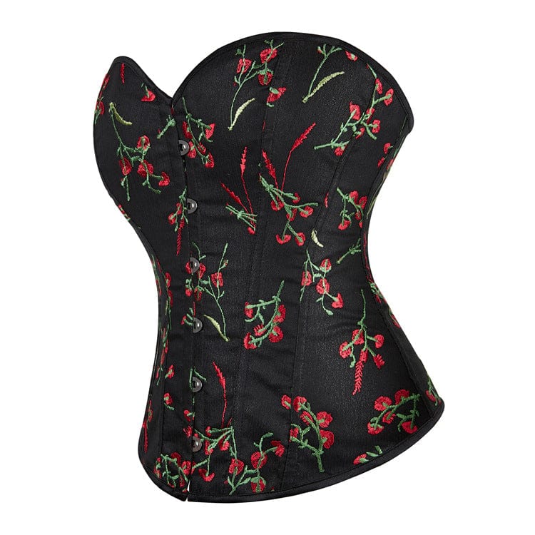 Kobine Women's Grunge Floral Embroidered Overbust Corset