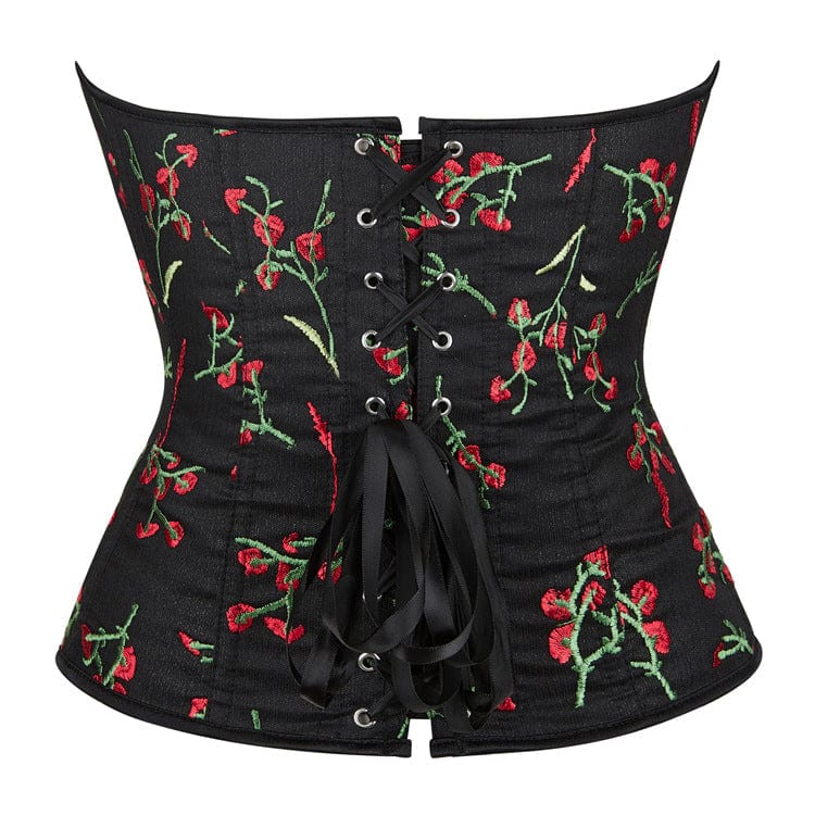 Kobine Women's Grunge Floral Embroidered Overbust Corset