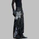Kobine Women's Grunge Floral Lace Embroidered Flare Pants