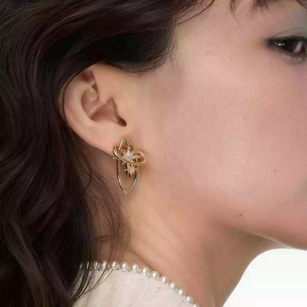 Kobine Women's Grunge Geometry Star Earrings