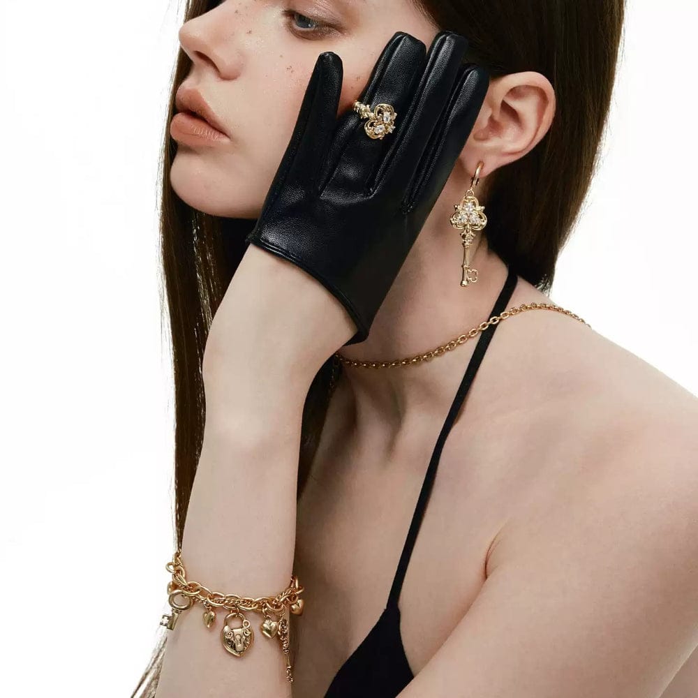 Kobine Women's Grunge Heart Key Lock Bracelet