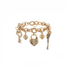 Kobine Women's Grunge Heart Key Lock Bracelet