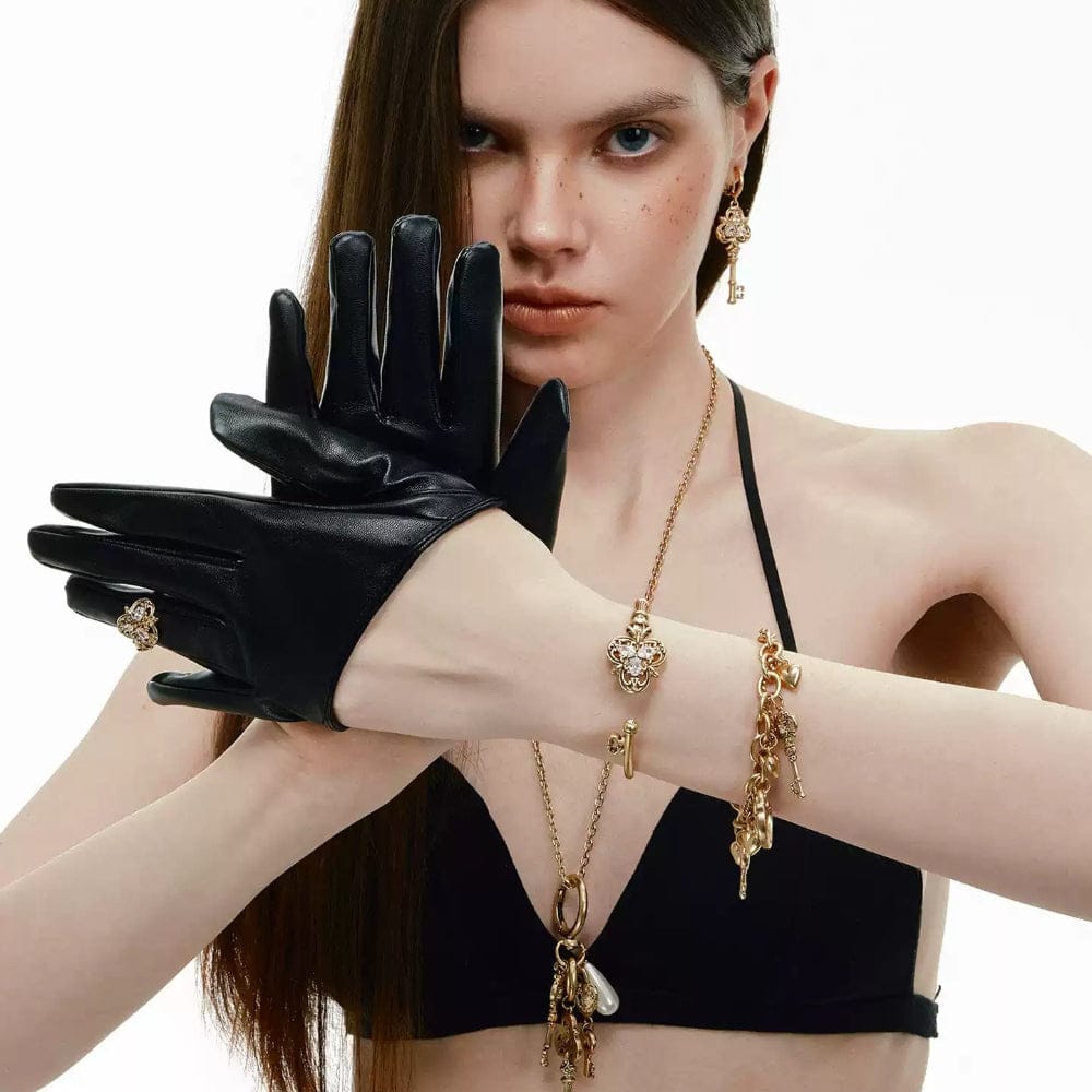 Kobine Women's Grunge Heart Key Lock Bracelet