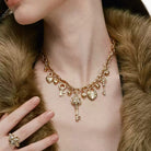 Kobine Women's Grunge Heart Key Lock Necklace
