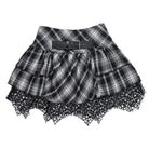 Kobine Women's Grunge High-waisted Mesh Splice Plaid Skirt