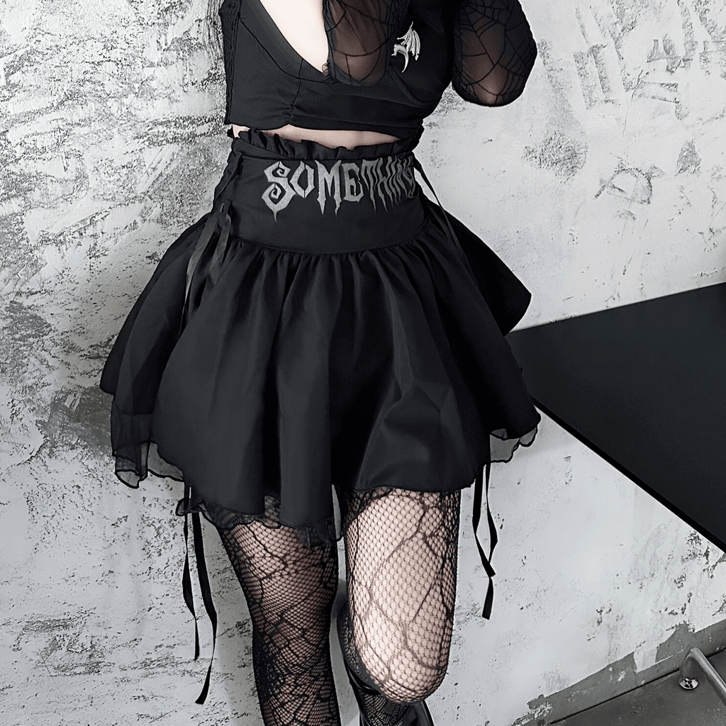 Kobine Women's Grunge High-waisted Mesh Splice Skirt