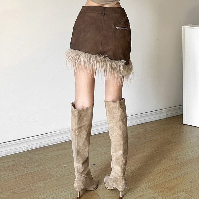 Kobine Women's Grunge Irregular Fluffy Skirt