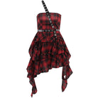 Kobine Women's Grunge Irregular Plaid Layered Dress