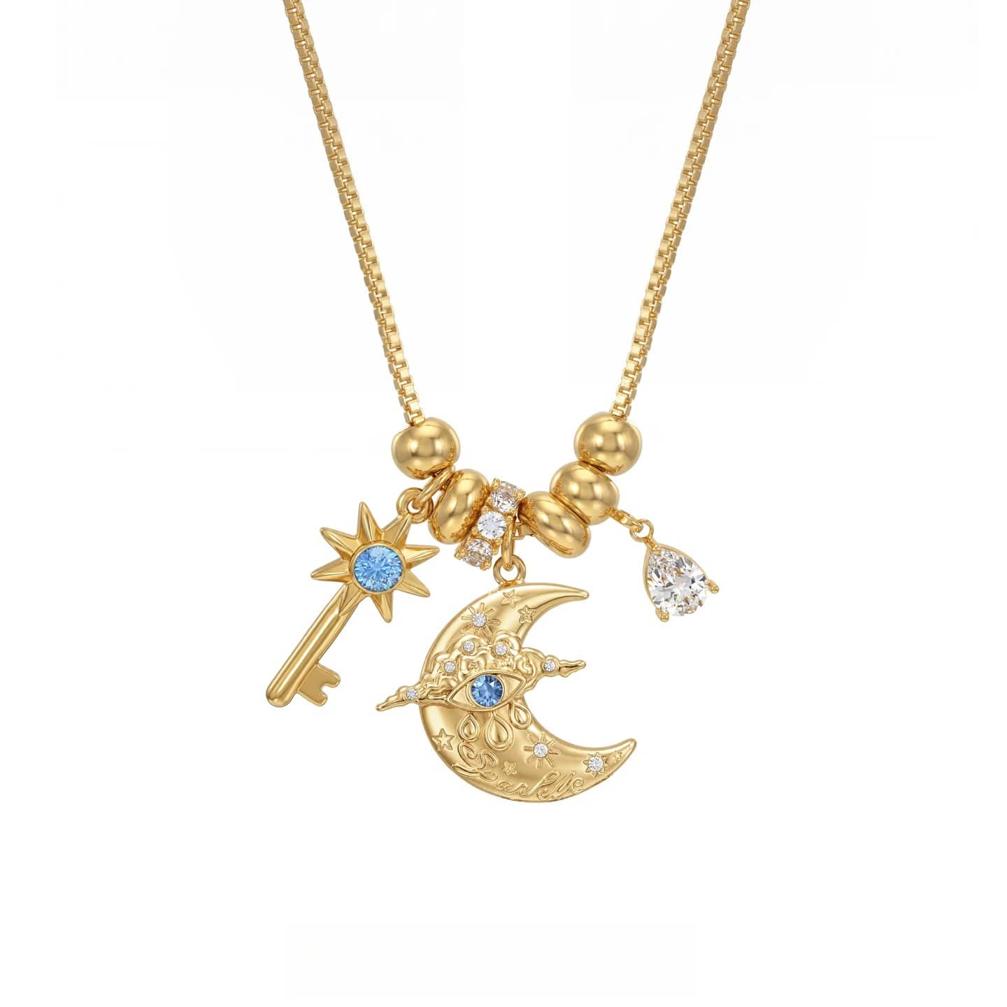 Kobine Women's Grunge Key Crescent Necklace