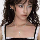 Kobine Women's Grunge Key Double Layer Necklace