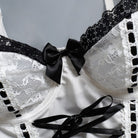 Kobine Women's Grunge Lace Ruffled Lace-up Sexy Lingerie Set with Garter