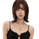 Kobine Women's Grunge Layered Cross Necklace