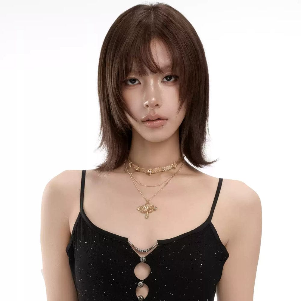 Kobine Women's Grunge Layered Cross Necklace