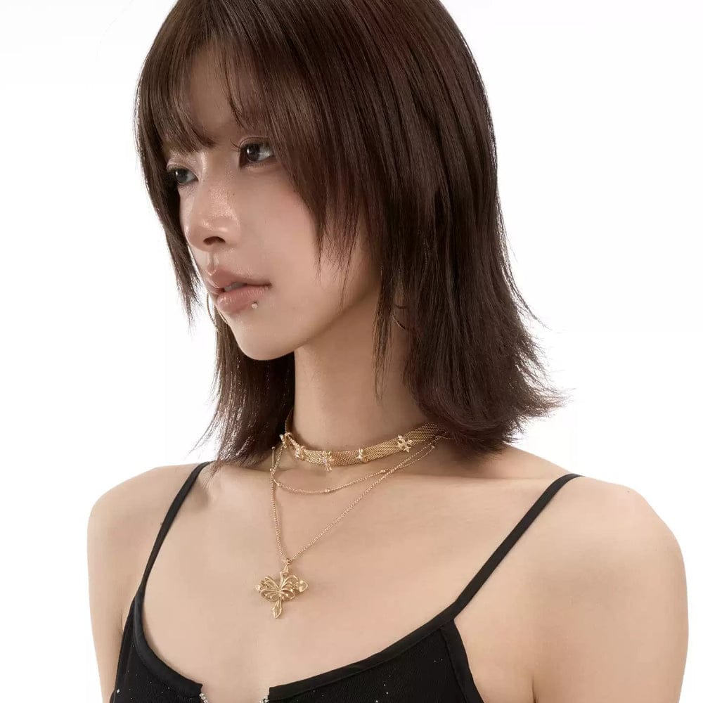 Kobine Women's Grunge Layered Cross Necklace