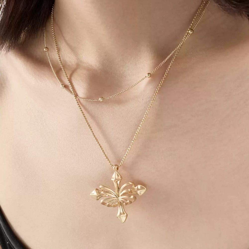 Kobine Women's Grunge Layered Cross Necklace