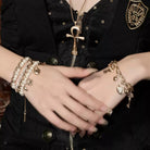 Kobine Women's Grunge Layered Diamante Pearl Bracelet