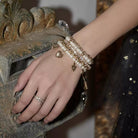 Kobine Women's Grunge Layered Diamante Pearl Bracelet