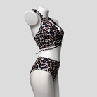 Kobine Women's Grunge Leopard Print Halter Bikini Set