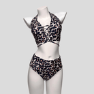 Kobine Women's Grunge Leopard Print Halter Bikini Set