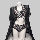 Kobine Women's Grunge Leopard Print Halter Bikini Set