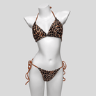 Kobine Women's Grunge Leopard Print Halter Side Tie Bikini Set