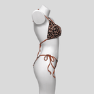Kobine Women's Grunge Leopard Print Halter Side Tie Bikini Set