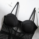 Kobine Women's Grunge Mesh Sheer Sexy Lingerie Set with Garter