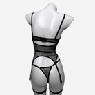 Kobine Women's Grunge Mesh Sheer Sexy Lingerie Set with Garter
