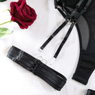 Kobine Women's Grunge Mesh Sheer Sexy One-piece Lingerie Set with Gloves