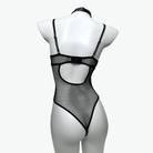 Kobine Women's Grunge Mesh Splice Lace-up Sexy One-piece Lingerie with Choker
