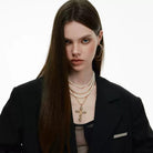 Kobine Women's Grunge Multi-layer Angel Cross Necklace