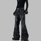 Kobine Women's Grunge Raw Edge Flare Jeans