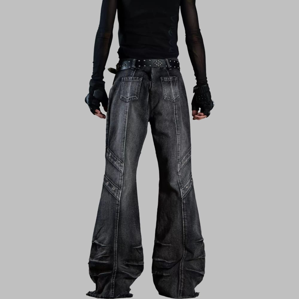 Kobine Women's Grunge Raw Edge Flare Jeans