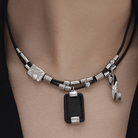 Kobine Damen-Halskette im Grunge-Stil mit rechteckigen Perlen