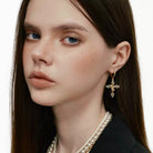 Kobine Women's Grunge Retro Angel Cross Earrings