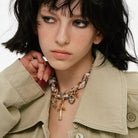 Kobine Women's Grunge Retro Cross Choker