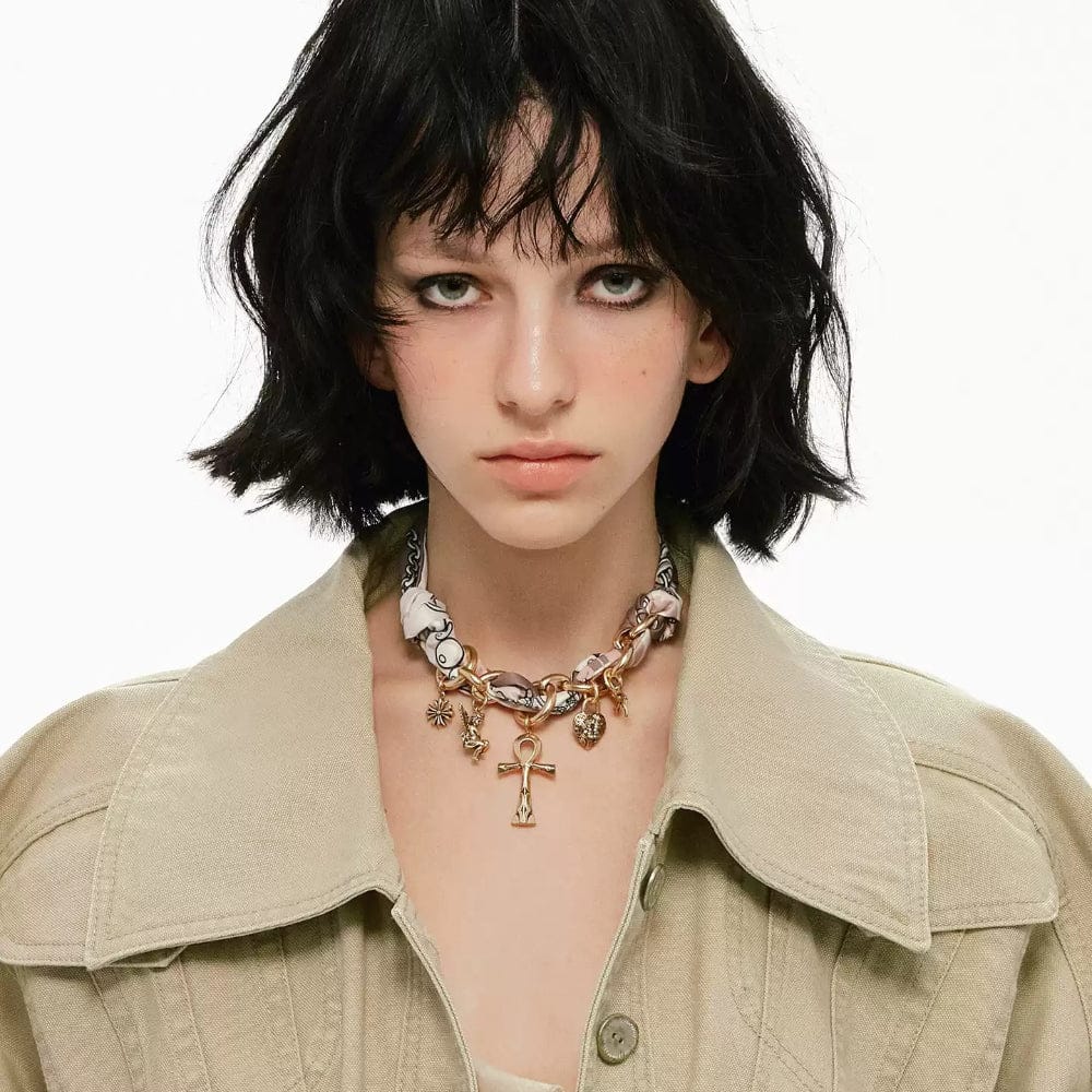 Kobine Women's Grunge Retro Cross Choker