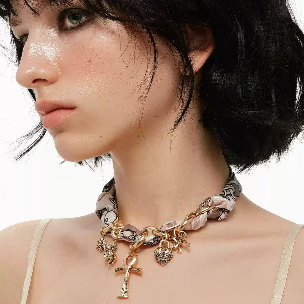 Kobine Women's Grunge Retro Cross Choker