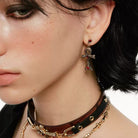 Kobine Women's Grunge Retro Diamante Cross Earrings