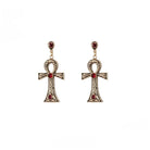 Kobine Women's Grunge Retro Diamante Cross Earrings