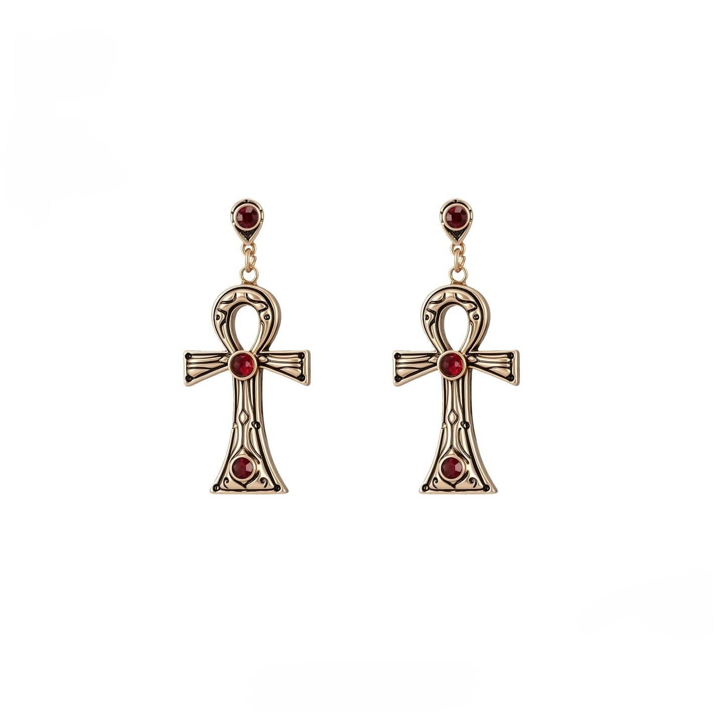 Kobine Women's Grunge Retro Diamante Cross Earrings