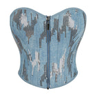 Kobine Women's Grunge Sequin Zipper Denim Overbust Corset