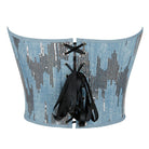 Kobine Women's Grunge Sequin Zipper Denim Overbust Corset